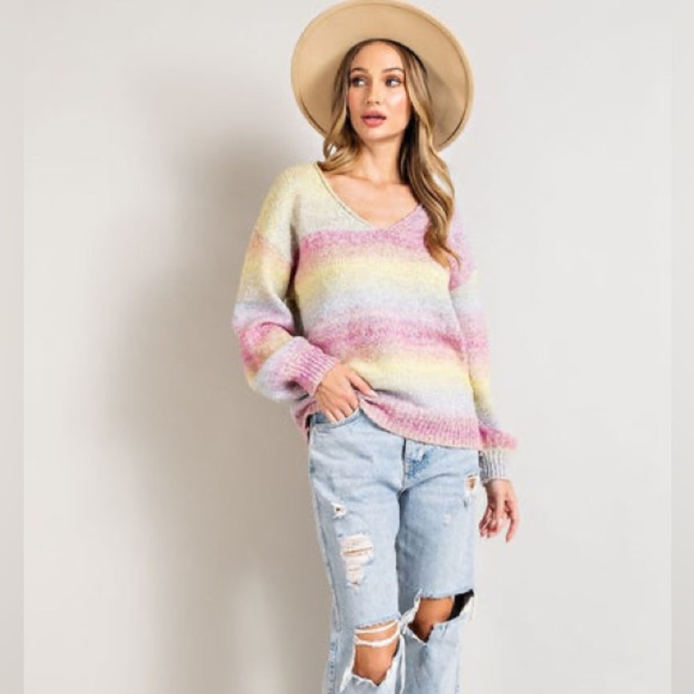 EESOME Pastel Stripe Sweater Size S/M